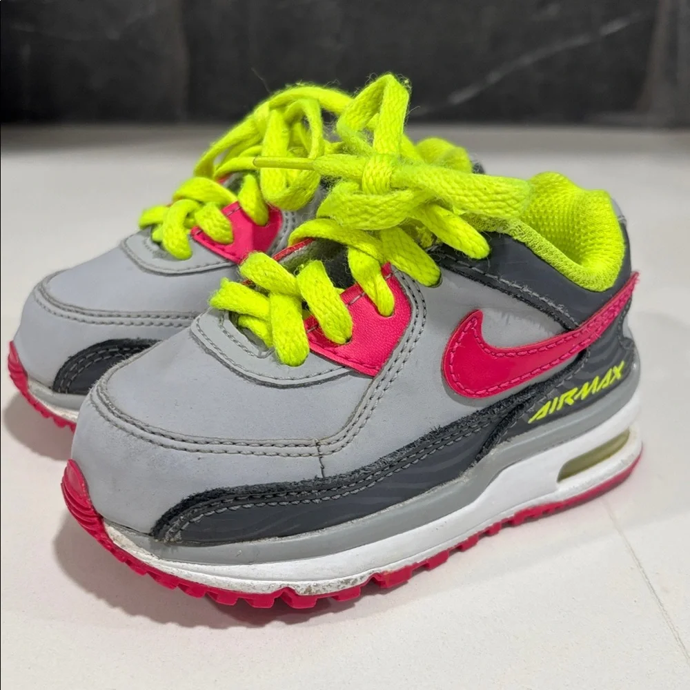 Nike Airmax Pink Gray Green Casual Sneakers Tennis Shies Little Kids‎ Size 5